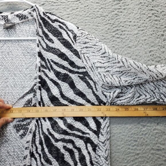 Travelers Collection By Chico's Cardigan Sweater Womens Multi Sheer Animal Print - Picture 4 of 7